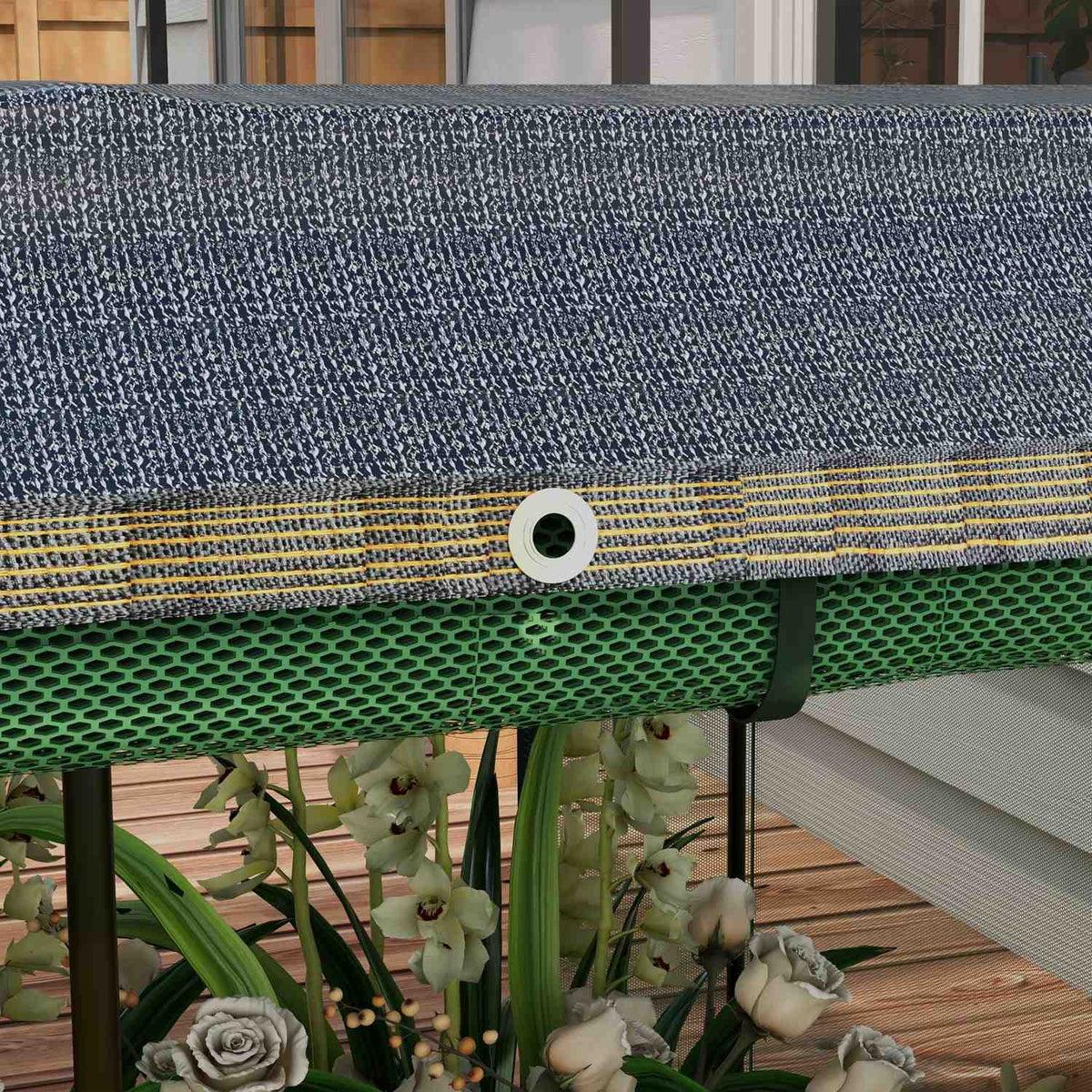 Steel raised bed with bird protection net, dark gray garden bed for balcony & terrace, 230x110x110cm, ideal sun protection