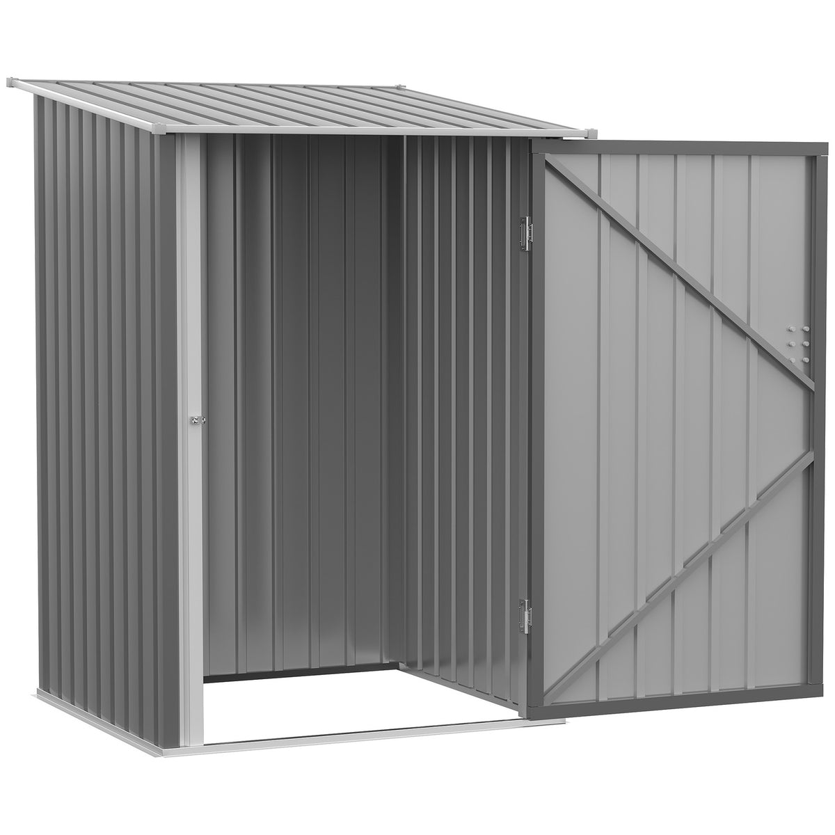 Steel tool shed 0.92 m² lockable garden cabinet with pent roof, 100x103x160cm, gray