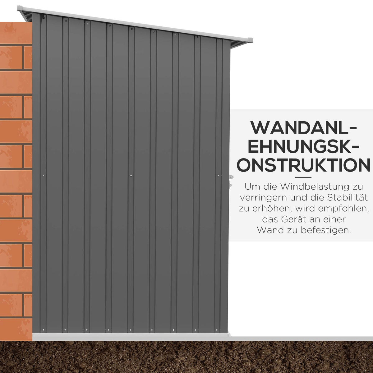 Steel tool shed 0.92 m² lockable garden cabinet with pent roof, 100x103x160cm, gray