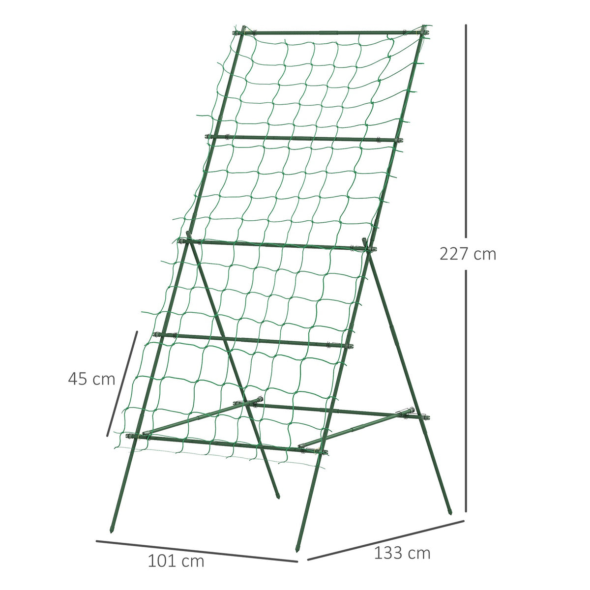 Steel trellis for plugging in, rust-proof trellis in A-shape for climbing plants, trellis, 101 x 133 x 227 cm, garden trellis, plant trellis for vegetables, flowers, climbing plants, green