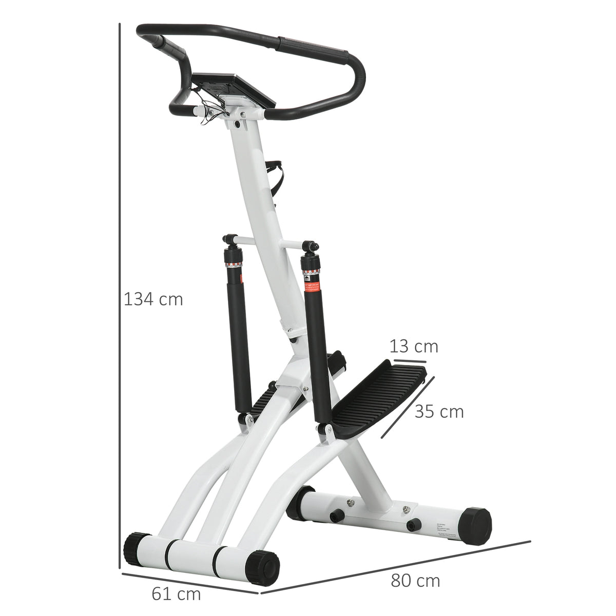 Stepper With Handle, Fitness Exercise Bike With Lcd Screen, Exercise Bike With 12 Resistance Levels Black + Silver 80 X 61 X 134 Cm