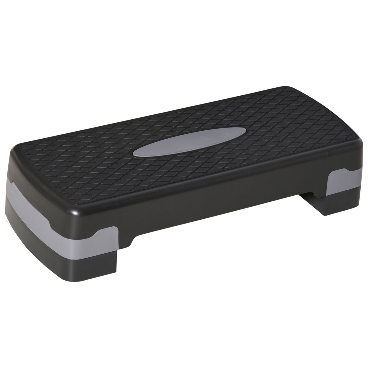 Stepping Board Aerobic Fitness 2-Level Height Adjustable (10/15 Cm), Exercise Bike Stepper, Black+Grey, 68X29X15Cm
