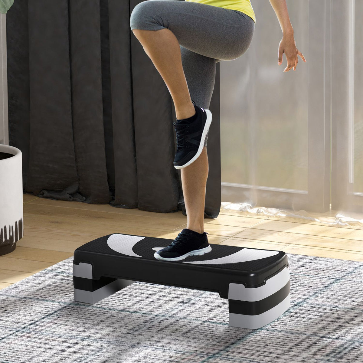 Stepping Board Aerobic Stepper Height Adjustable With 3 Levels (10/15/20 Cm), Fitness Exercise Bike, Up To 150 Kg, 80X31X10-20 Cm