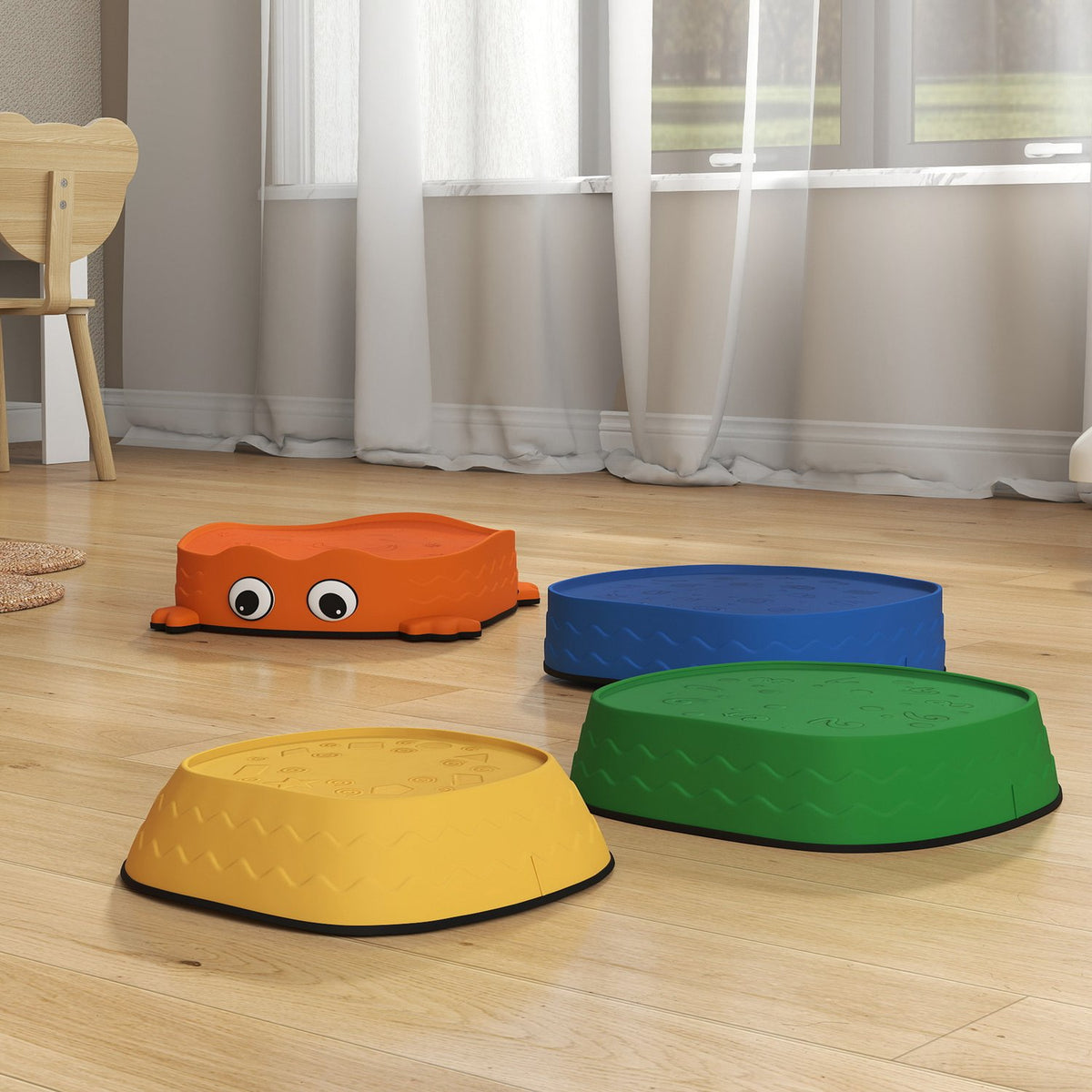 Stepping Stones Set, Stackable Frog Shape, Colorful Plastic