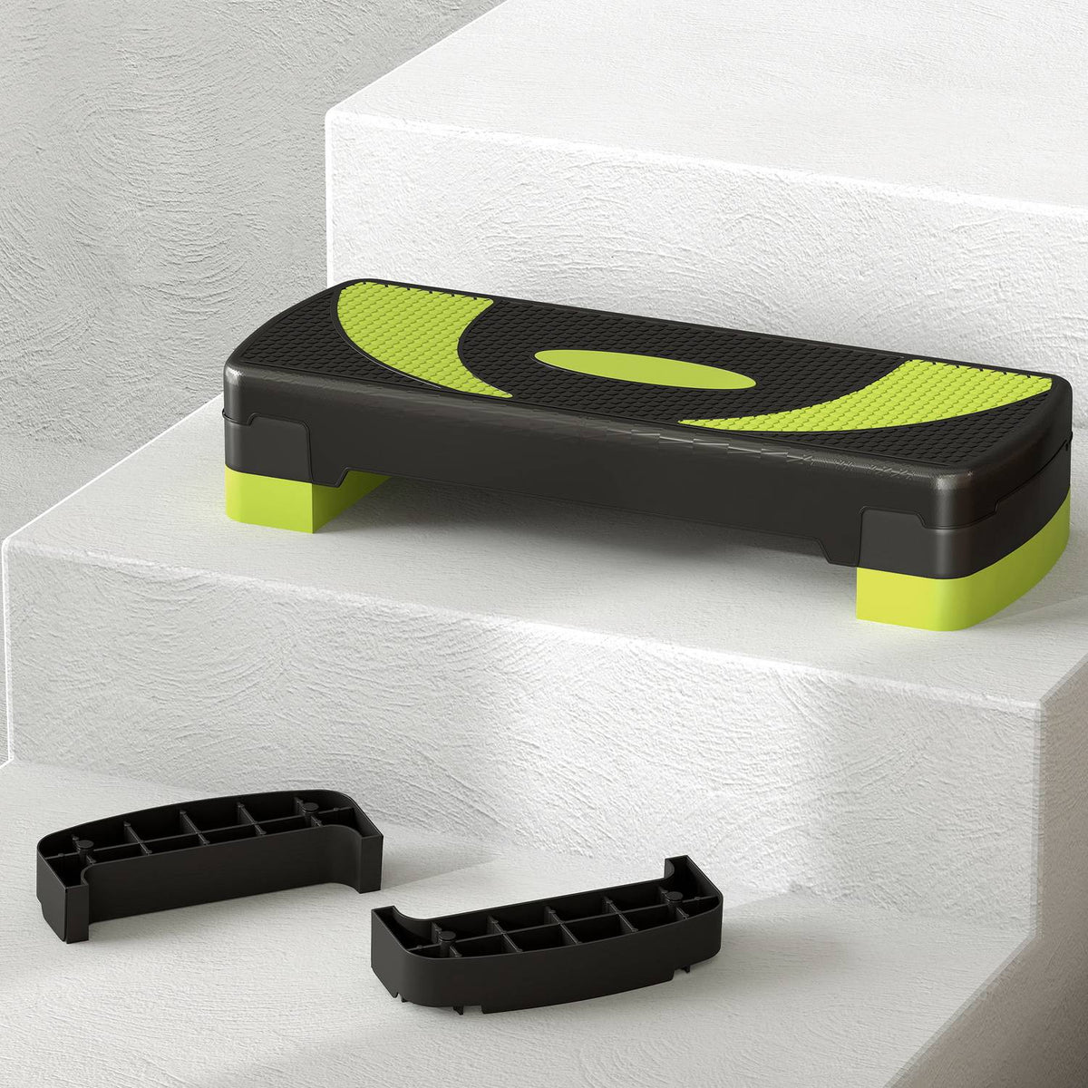 Stepping board aerobic stepper height adjustable with 3 levels (10/15/20 cm) fitness exercise bike for indoor outdoor load capacity up to 150 kg green