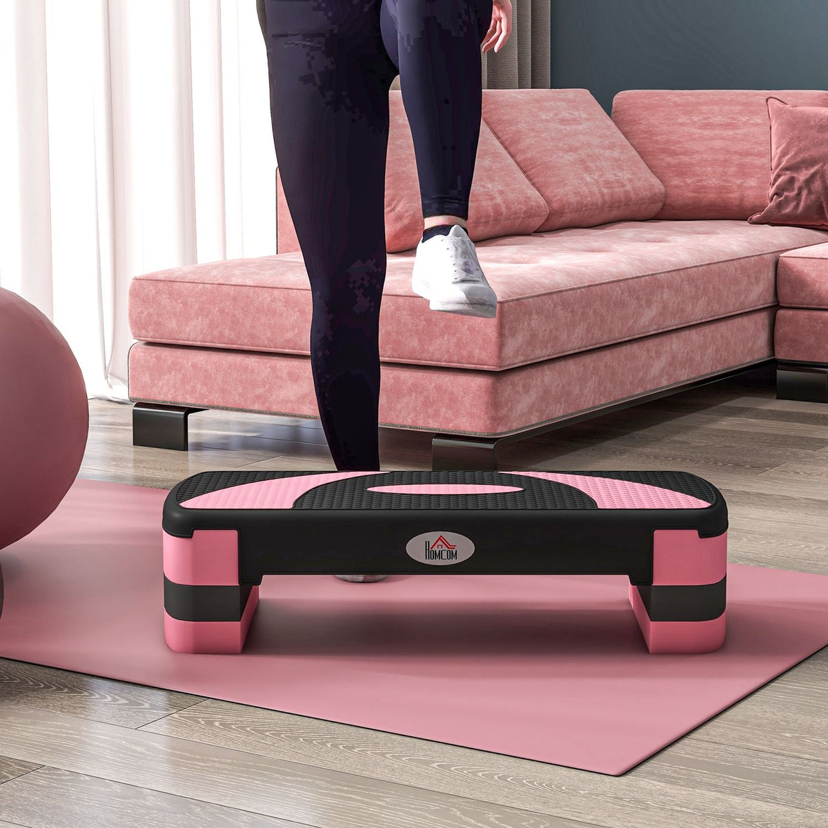 Stepping board, load capacity 150 kg, aerobic stepper, height adjustable, with 3 levels (10/15/20 cm) fitness exercise bike