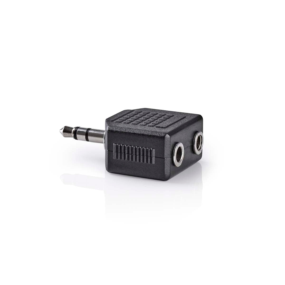Stereo Audio Adapter | 3.5 mm Male | 2x 3.5 mm, Female | Nickel plated | Straight | ABS | Black | 1 pc. | Box