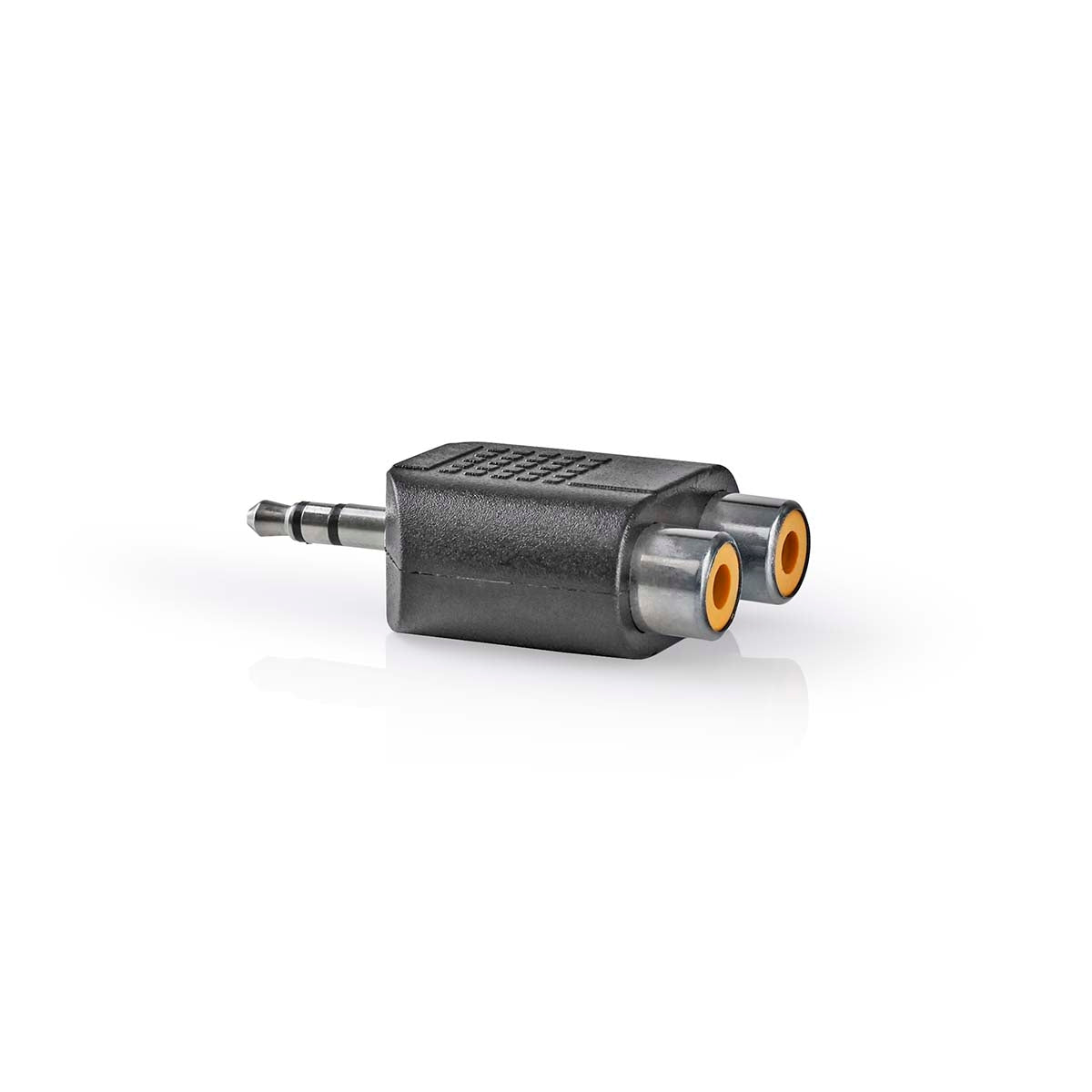 Stereo Audio Adapter | 3.5 mm Male | 2x RCA Female | Nickel plated | Straight | ABS | Black | 1 pc. | Box