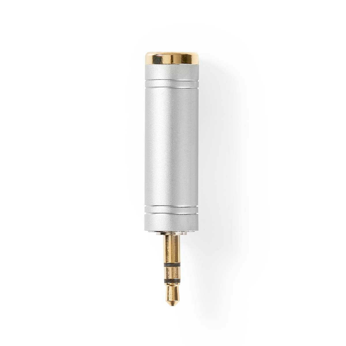 Stereo Audio Adapter | 3.5 mm Male | 6.35 mm Female | Gold Plated | Straight | Metal | Silver | 1 pc. | Box
