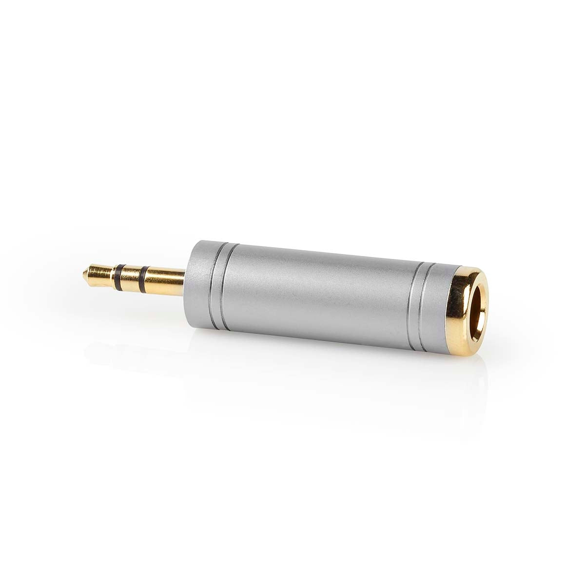 Stereo Audio Adapter | 3.5 mm Male | 6.35 mm Female | Gold Plated | Straight | Metal | Silver | 1 pc. | Box