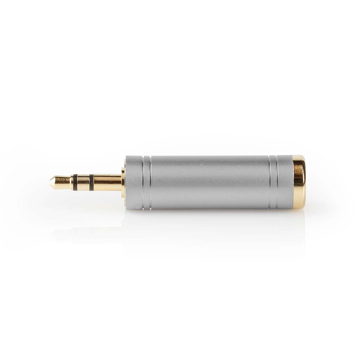 Stereo Audio Adapter | 3.5 mm Male | 6.35 mm Female | Gold Plated | Straight | Metal | Silver | 1 pc. | Box