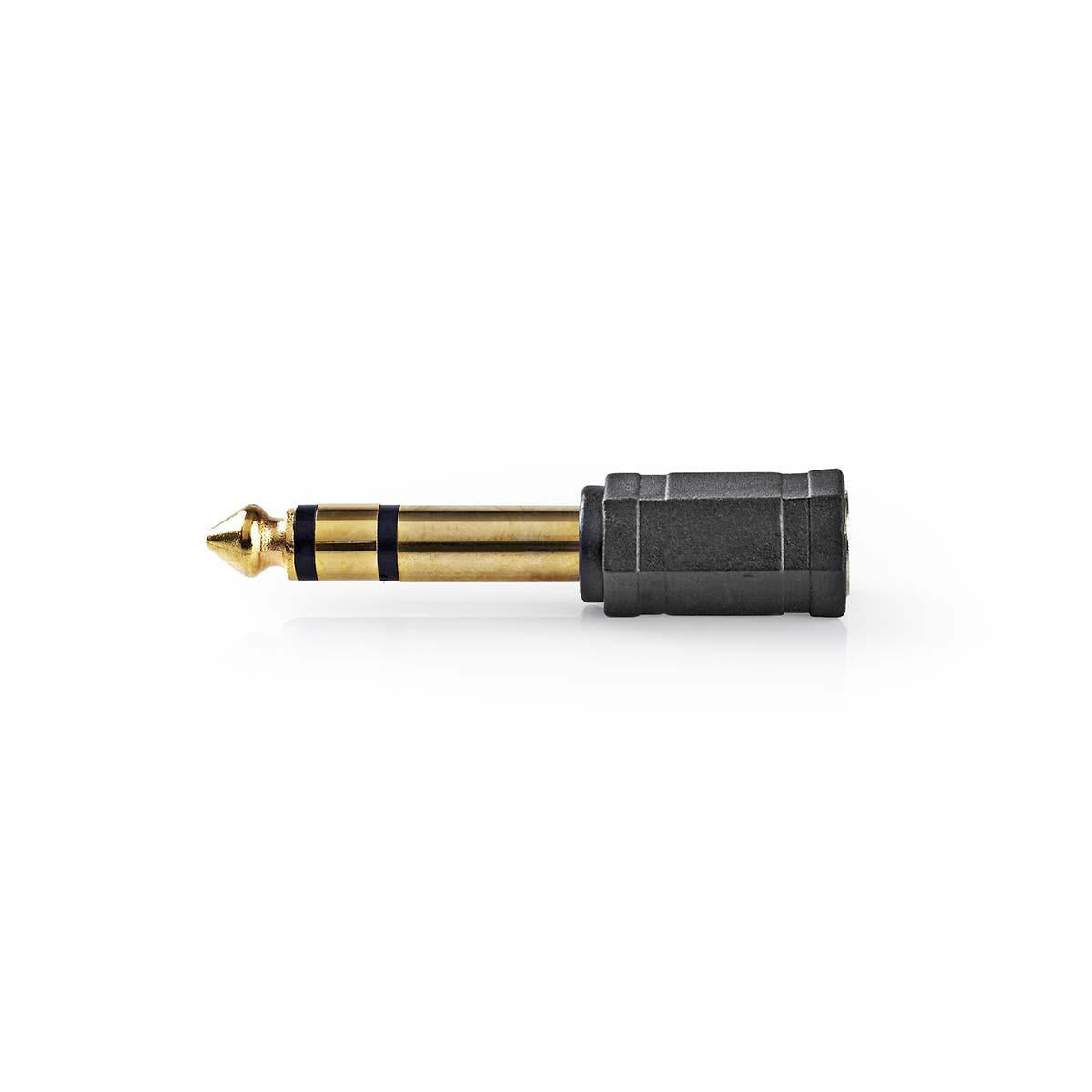 Stereo Audio Adapter | 6.35 mm Male | 3.5 mm Female | Gold Plated | Straight | ABS | Black | 10 pieces. | Plastic bag