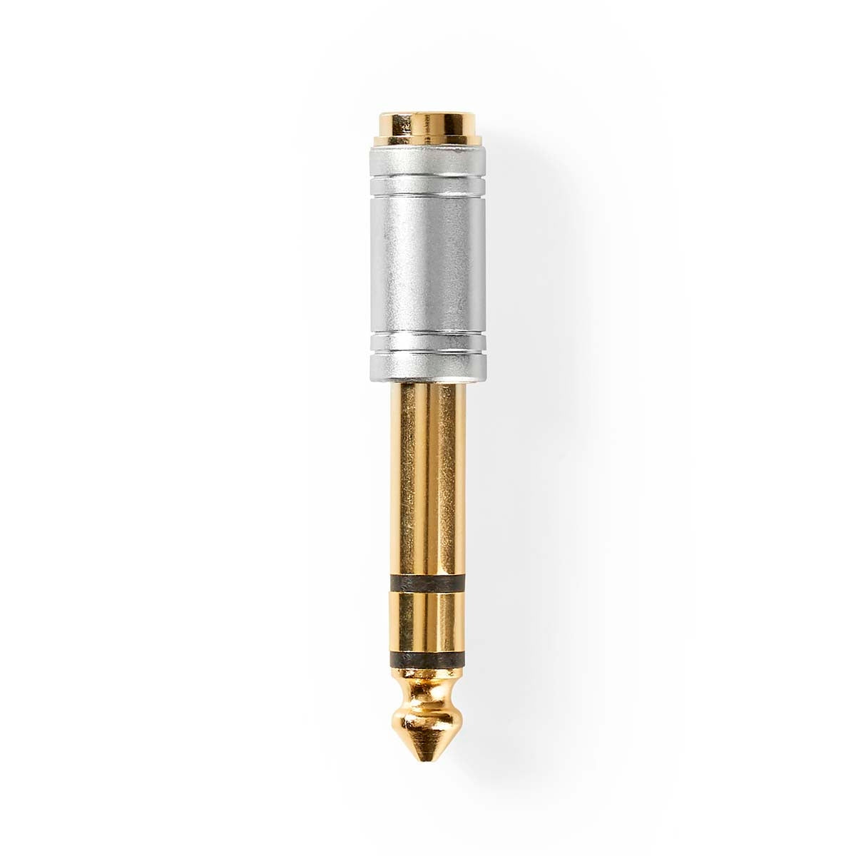 Stereo Audio Adapter | 6.35 mm Male | 3.5 mm Female | Gold Plated | Straight | Metal | Silver | 1 pc. | Box