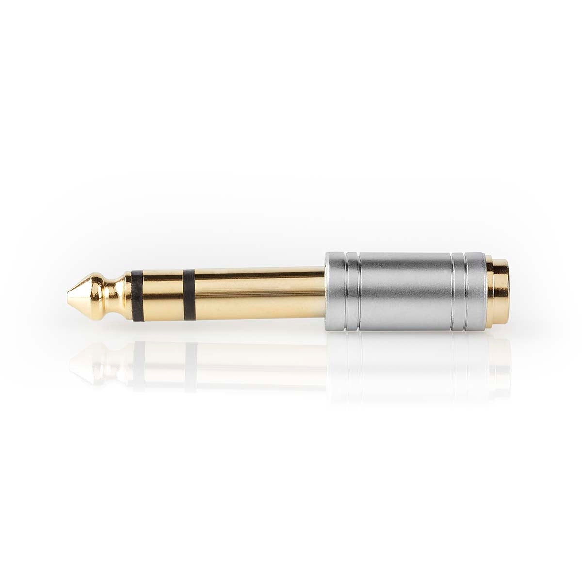 Stereo Audio Adapter | 6.35 mm Male | 3.5 mm Female | Gold Plated | Straight | Metal | Silver | 1 pc. | Box