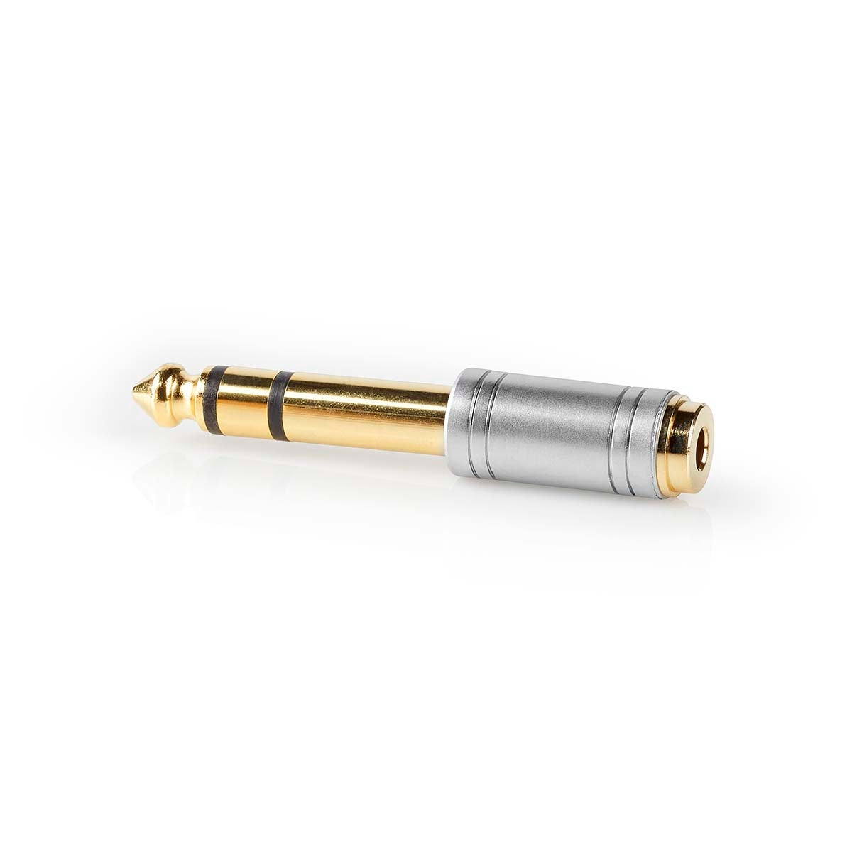 Stereo Audio Adapter | 6.35 mm Male | 3.5 mm Female | Gold Plated | Straight | Metal | Silver | 1 pc. | Box