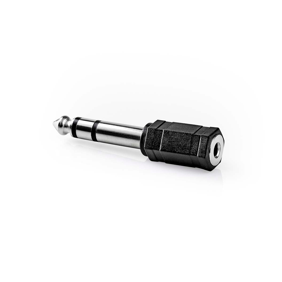 Stereo Audio Adapter | 6.35 mm Male | 3.5 mm Female | Nickel plated | Straight | ABS | Black | 1 pc. | Box