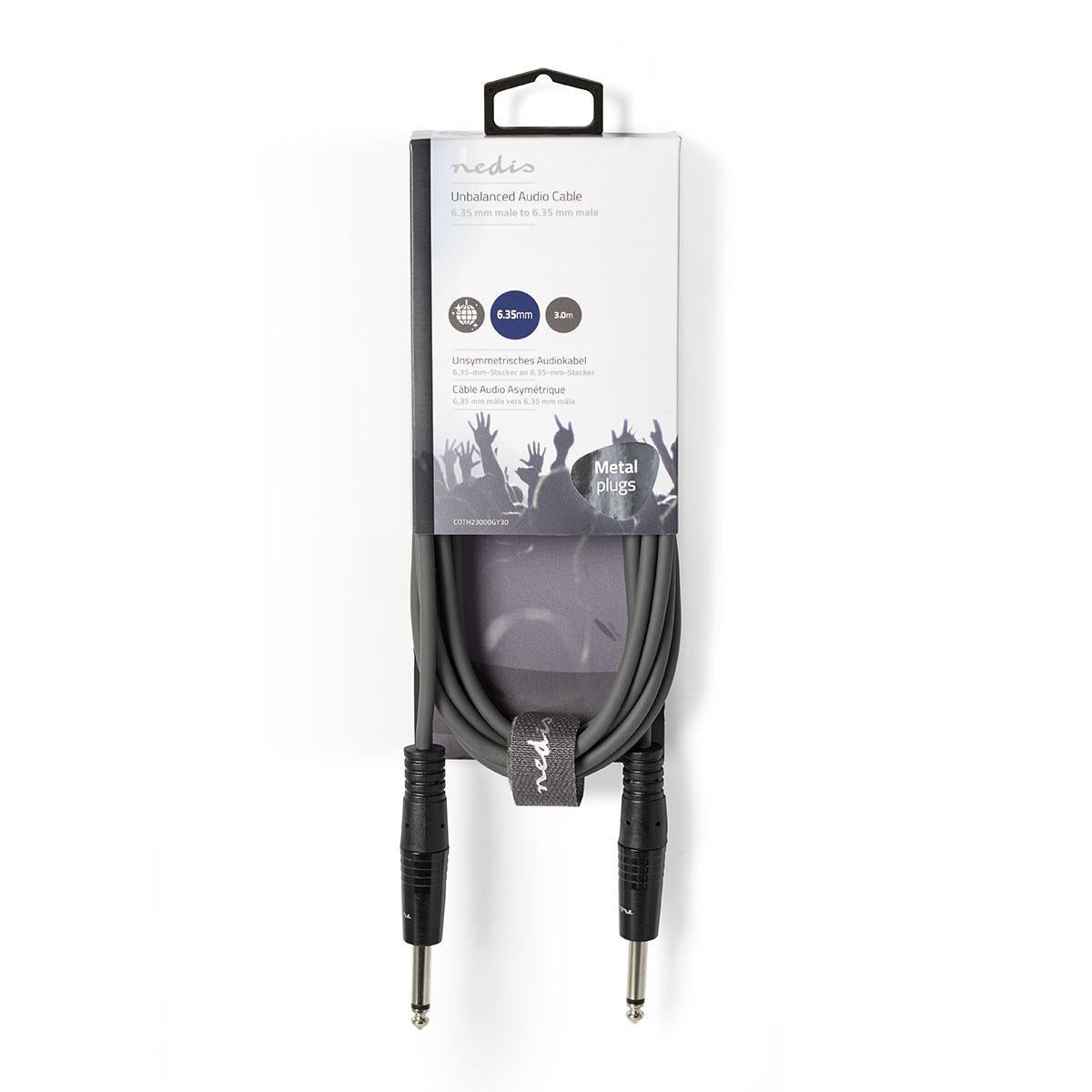 Stereo Audio Cable | 2x 6.35 mm Male | 3.5 mm Male | Nickel plated | 5.00 m | Round | Dark gray | Cardboard sleeve