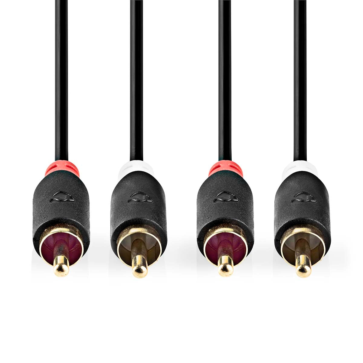 Stereo Audio Cable | 2x RCA Male | 2x RCA Male | Gold Plated | 1.00 m | Round | Anthracite | Box