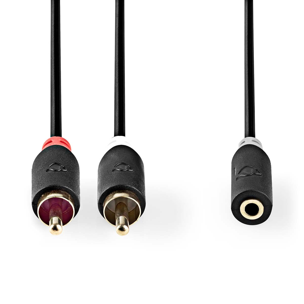 Stereo Audio Cable | 2x RCA Male | 3.5 mm Female | Gold Plated | 0.20 m | Round | Anthracite | Box