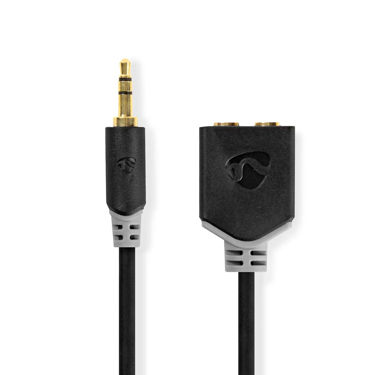 Stereo Audio Cable | 3.5 mm Male | 2x 3.5 mm, Female | Gold Plated | 0.20 m | Round | Anthracite | Box