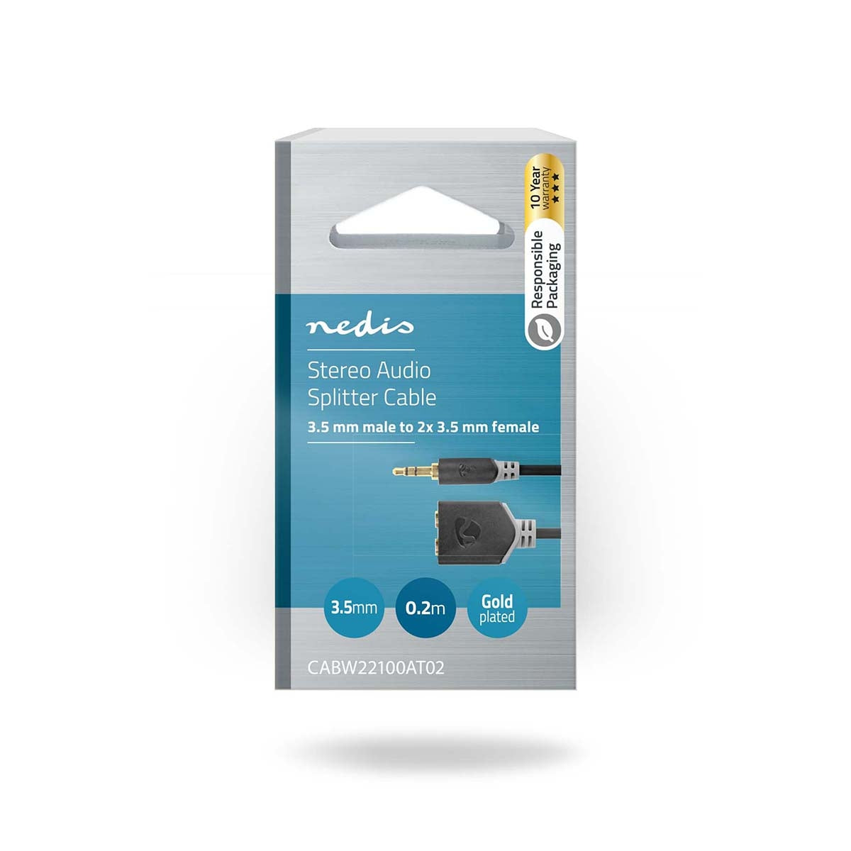 Stereo Audio Cable | 3.5 mm Male | 2x 3.5 mm, Female | Gold Plated | 0.20 m | Round | Anthracite | Box