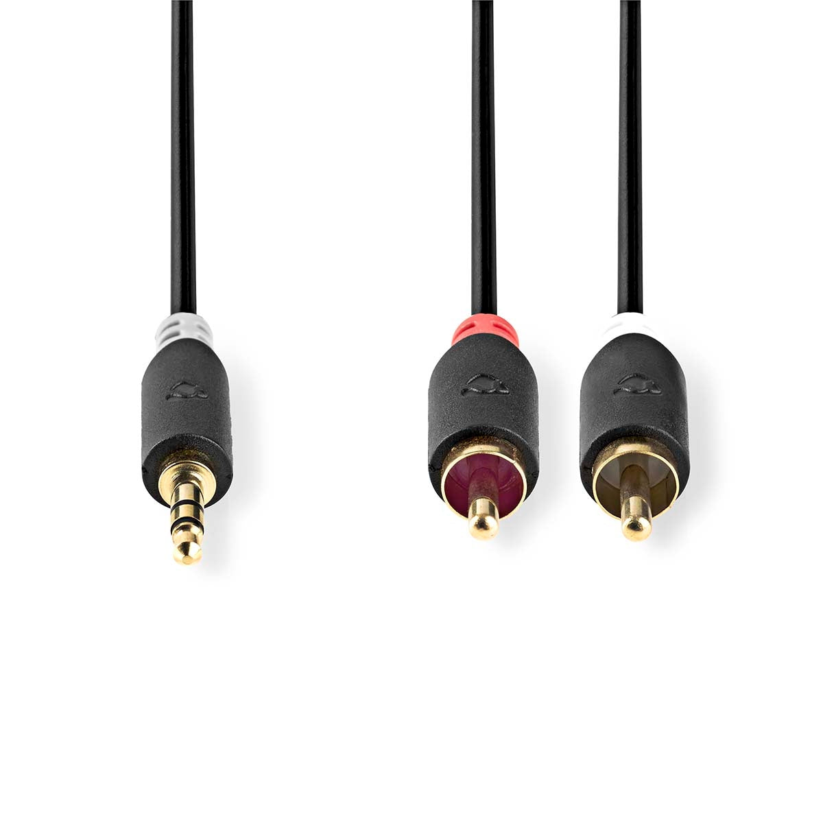 Stereo Audio Cable | 3.5 mm Male | 2x RCA Male | Gold Plated | 5.00 m | Round | Anthracite | Box
