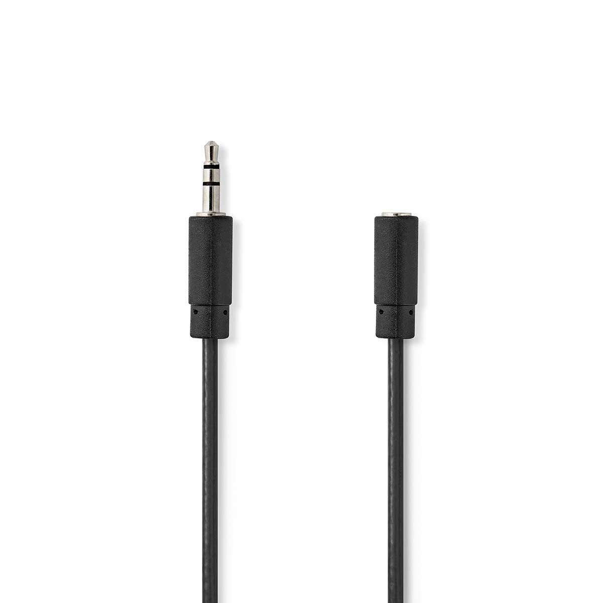 Stereo Audio Cable | 3.5 mm Male | 3.5 mm Female | Nickel Plated | 1.00 m | Round | Black | Plastic bag