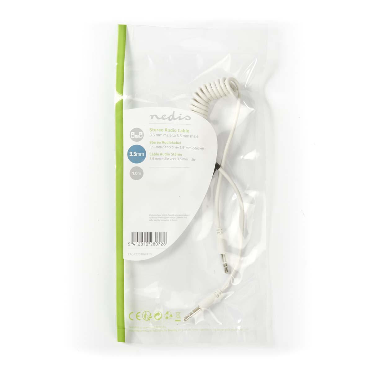 Stereo Audio Cable | 3.5 mm Male | 3.5 mm Male | Nickel Plated | 1.00 m | Round | White