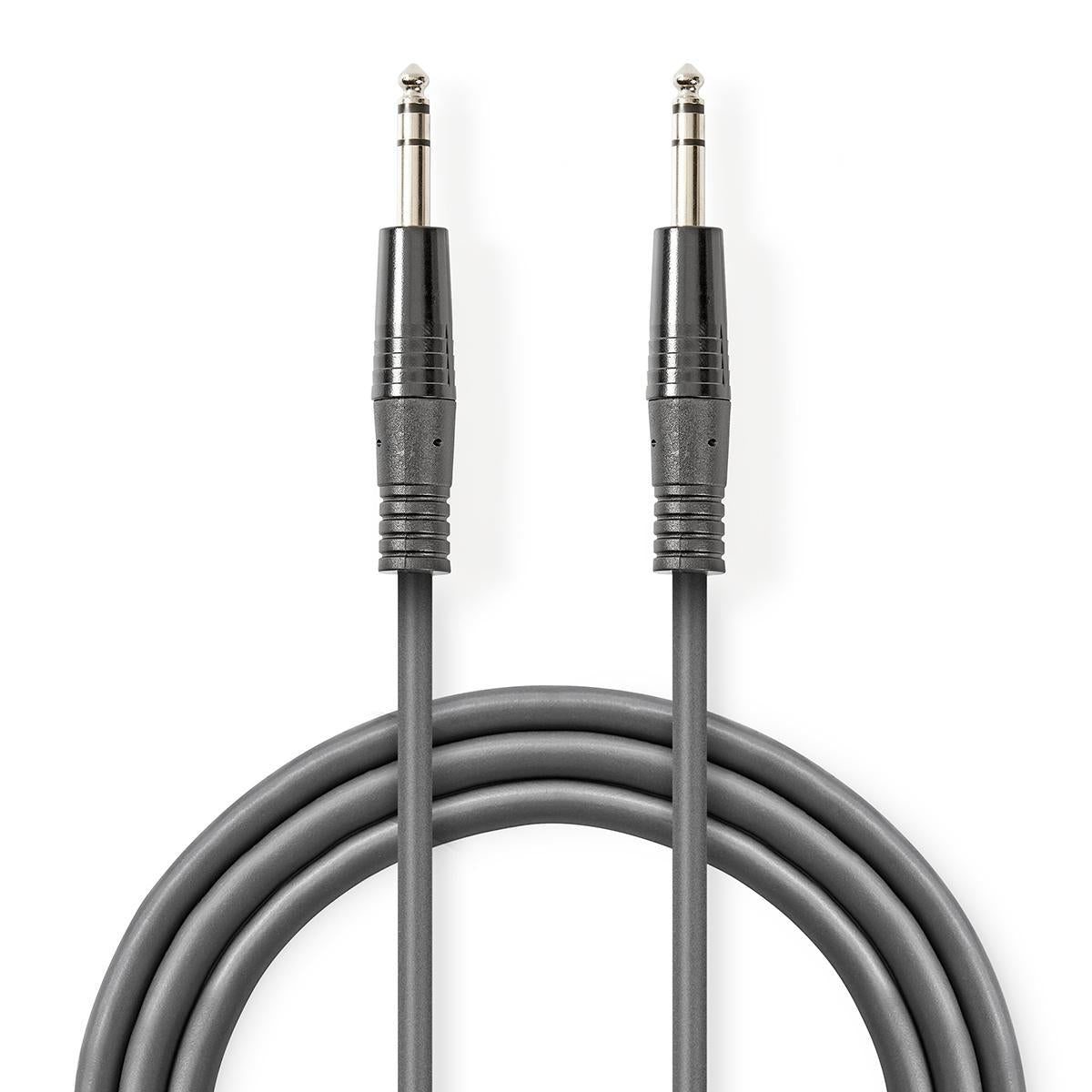 Stereo Audio Cable | 6.35 mm Male | 6.35 mm Male | Nickel plated | 1.50 m | Round | Dark gray | Cardboard sleeve
