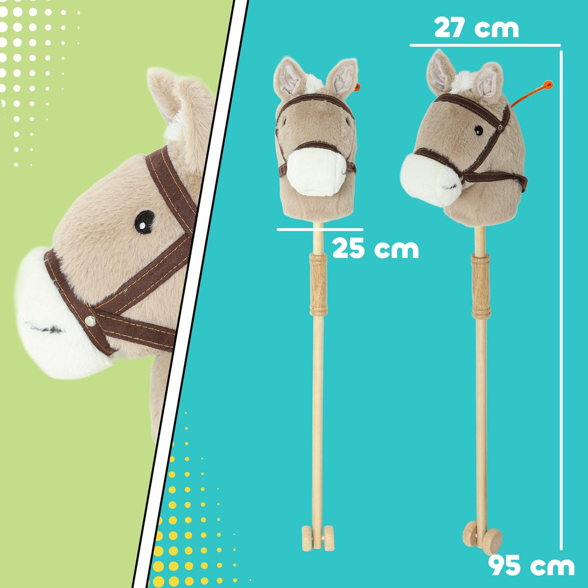 Stick Horse with Sound, Wheels – Kids 24+ Months, Gray