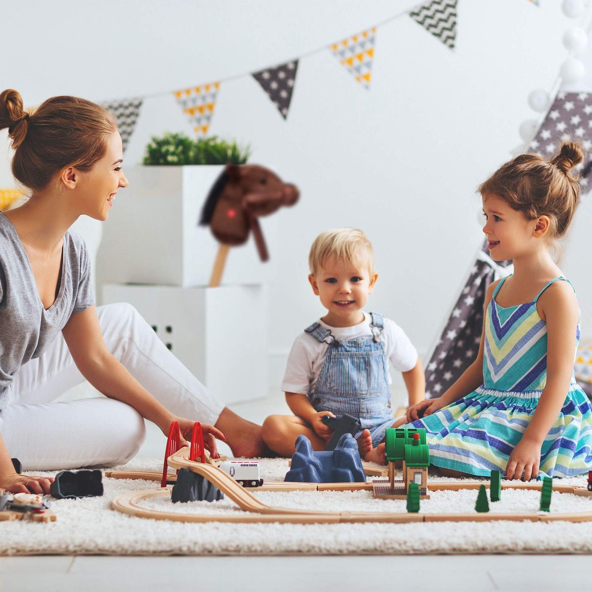 Stick horse with sounds for children