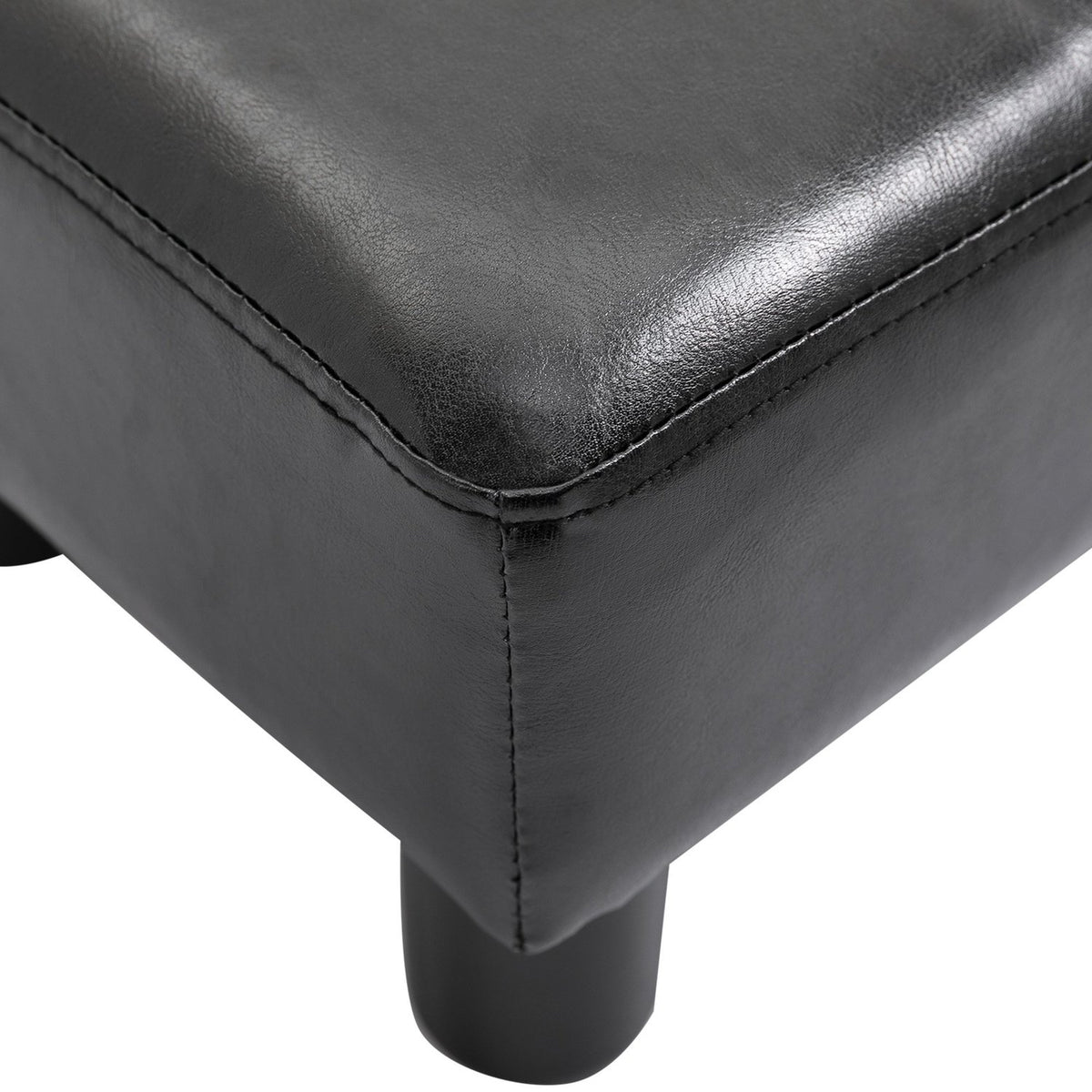 Stool Chesterfield Bench Made Of Faux Leather, Black, 40X30X24Cm