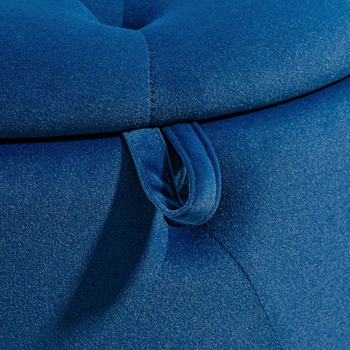 Stool With Storage Space, Upholstered Stool Storage Box With Lid, Round Ottoman, Seat Chest With Velvet Look, Blue, Ø60 X 40 Cm