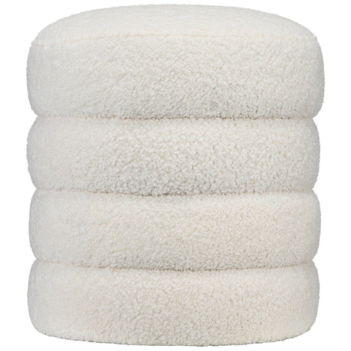Stool, footstool, round ottoman, footrest with seat cushion, for living room, bedroom, cream white, Ø40 x 45 cm