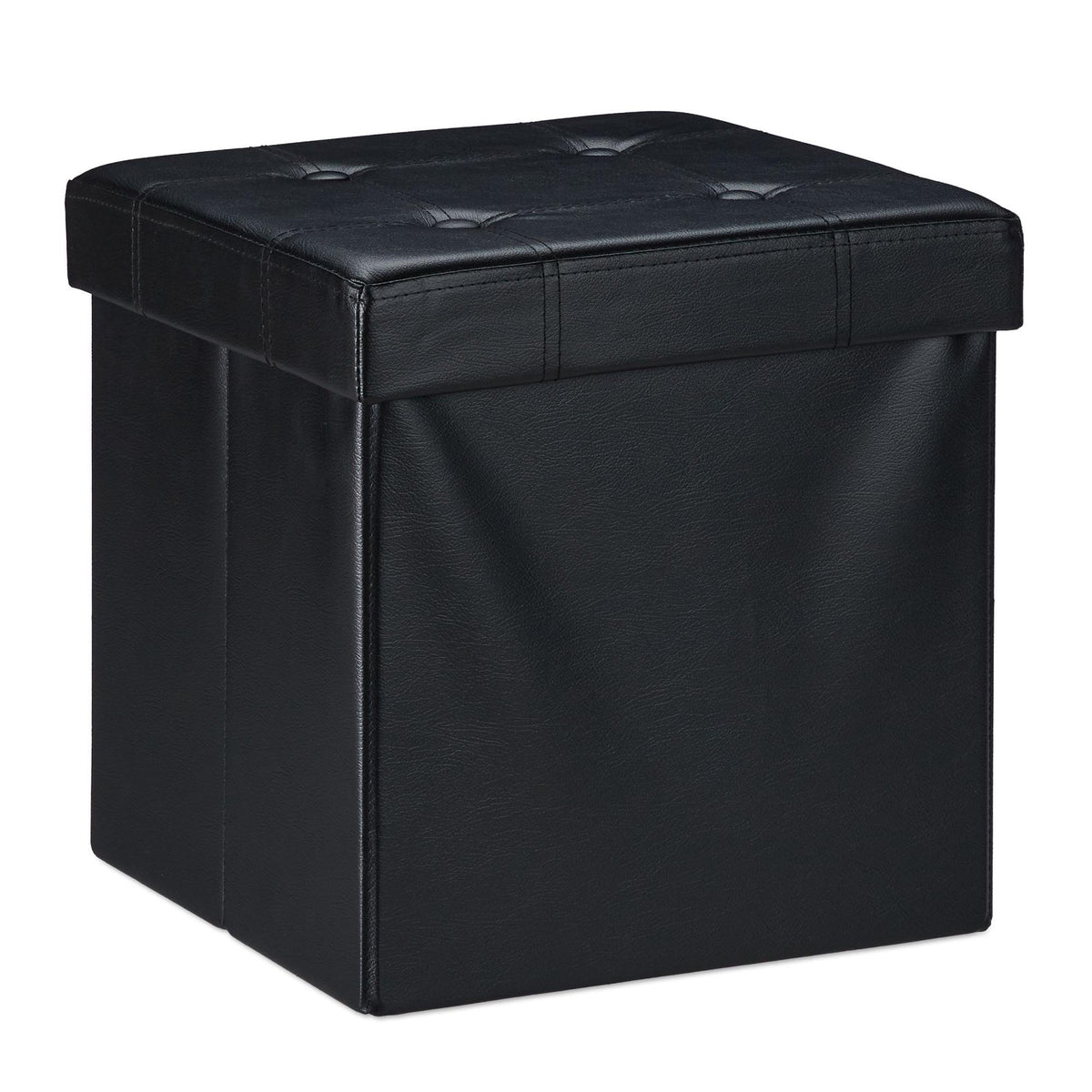 Stool in artificial leather with storage space