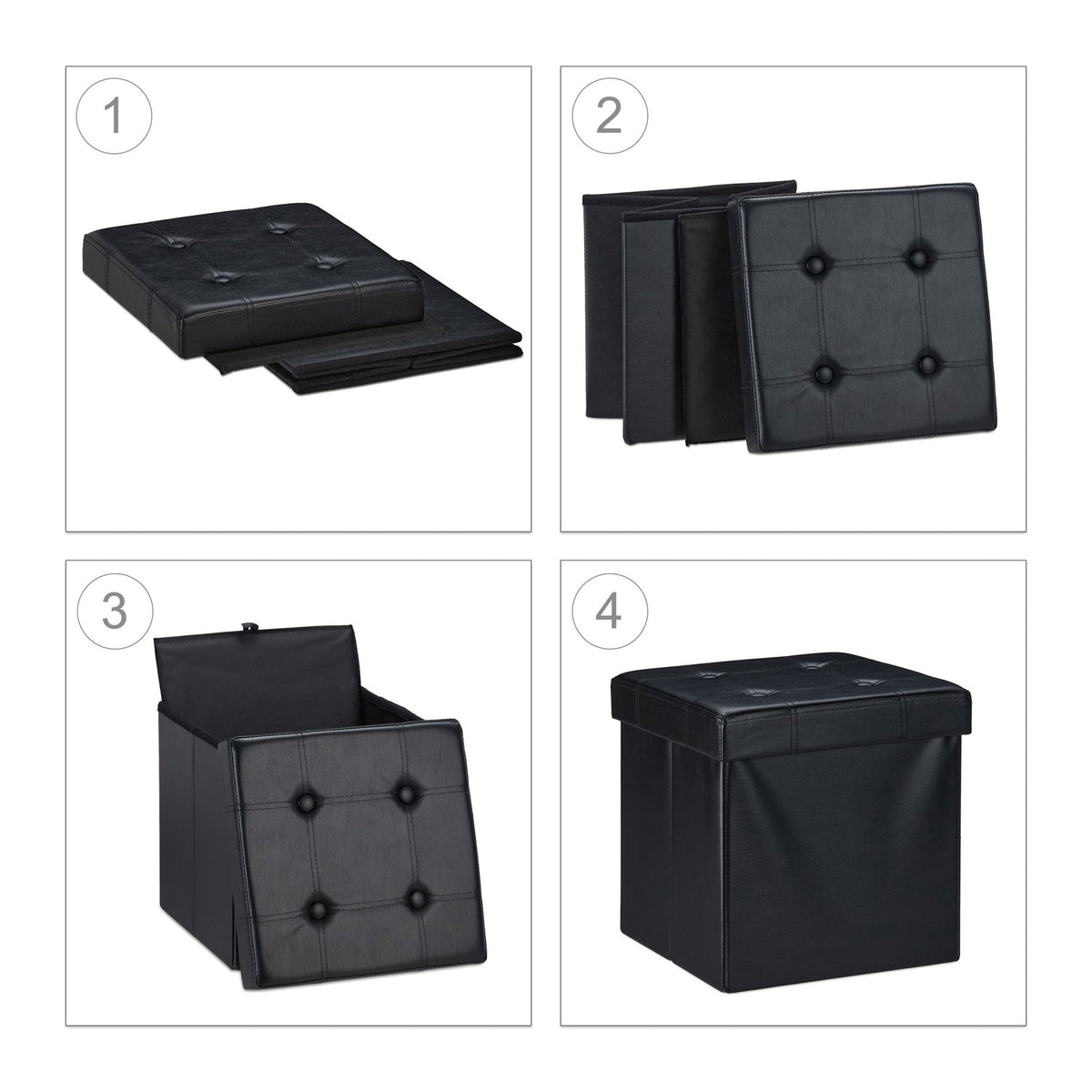 Stool in artificial leather with storage space