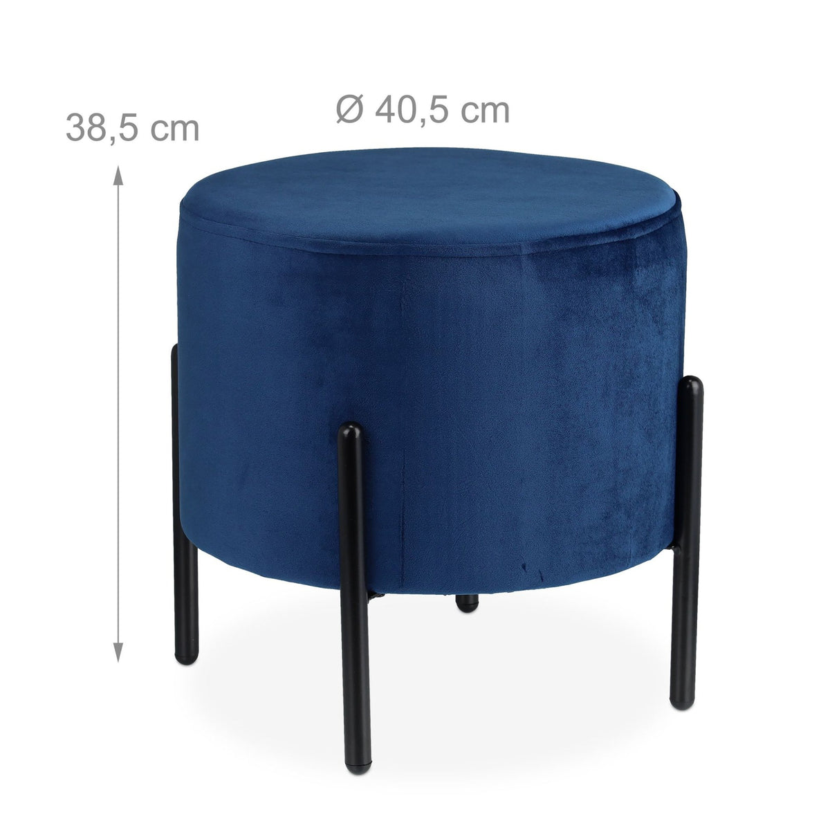 Stool in blue velvet