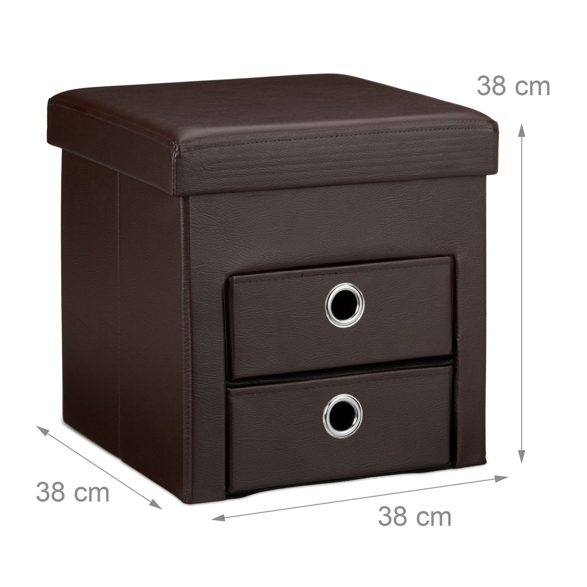 Stool in imitation leather with 2 compartments