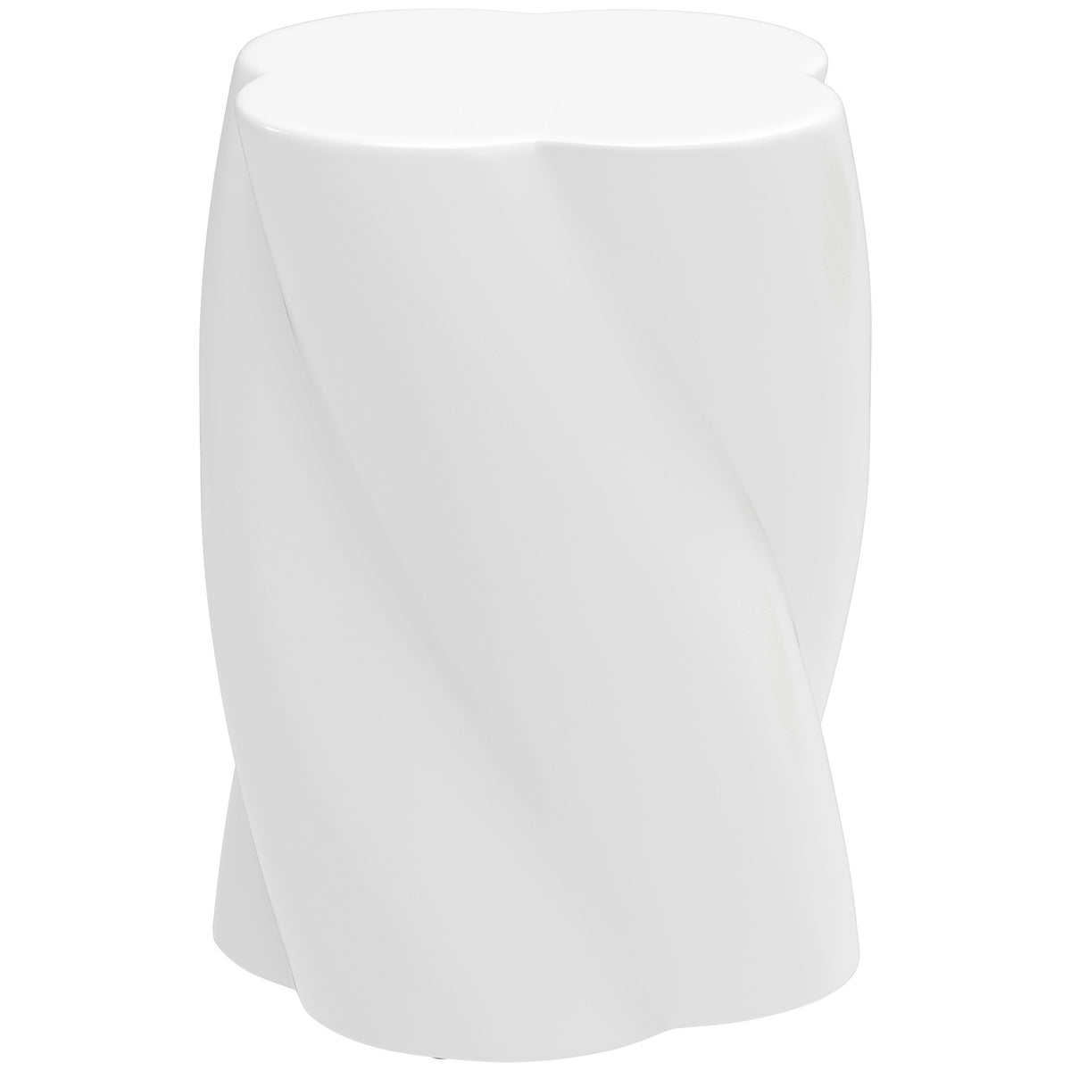 Stool made of ceramic in spiral shape, load capacity 120 kg, diameter 33 x 45 cm, weatherproof garden stool with lid, flower stool, footstool for outdoor camping, garden, terrace, balcony, white