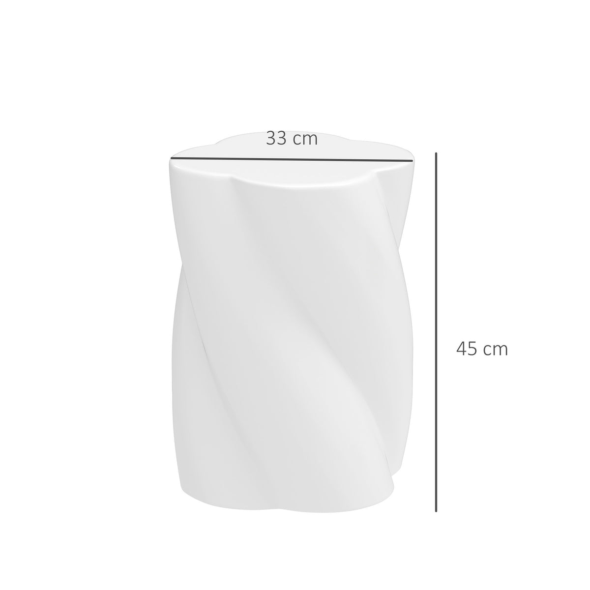 Stool made of ceramic in spiral shape, load capacity 120 kg, diameter 33 x 45 cm, weatherproof garden stool with lid, flower stool, footstool for outdoor camping, garden, terrace, balcony, white
