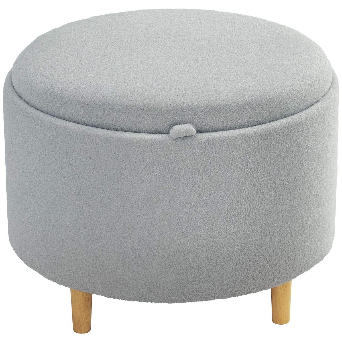 Stool upholstered stool, teddy fleece, hidden storage space, reversible lid, 56 cm x 56 cm x 42 cm, grey