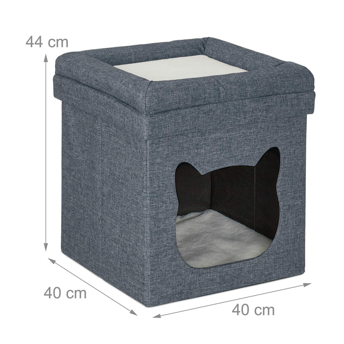 Stool with cat cave in dark grey