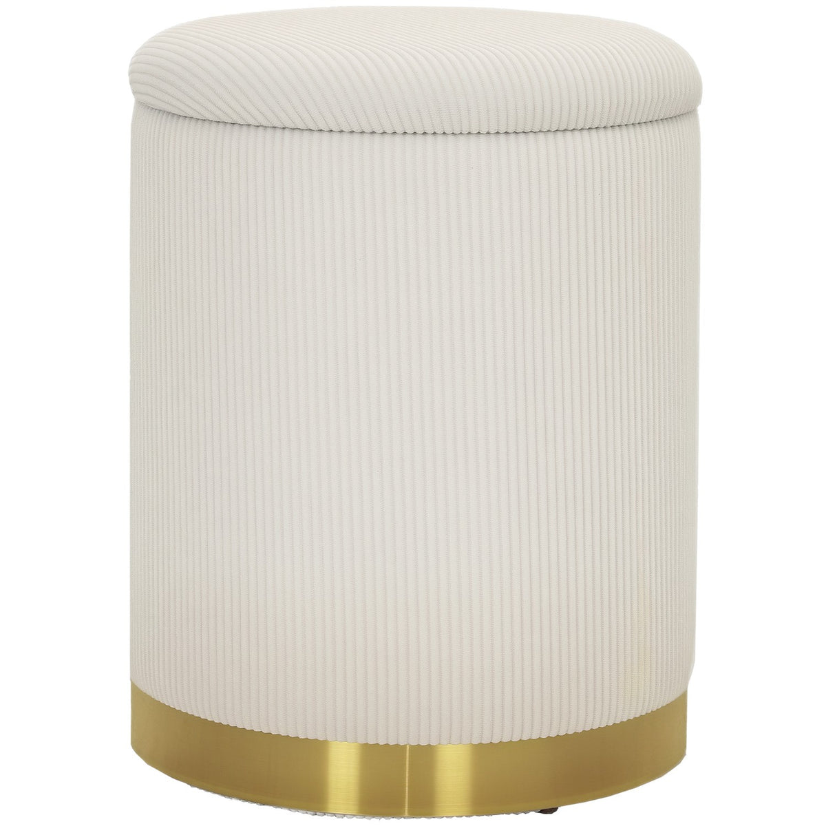 Stool with storage space stool with lid, steel base, round footstool upholstered stool with foot pads, cord look 36 x 36 x 44 cm cream white |