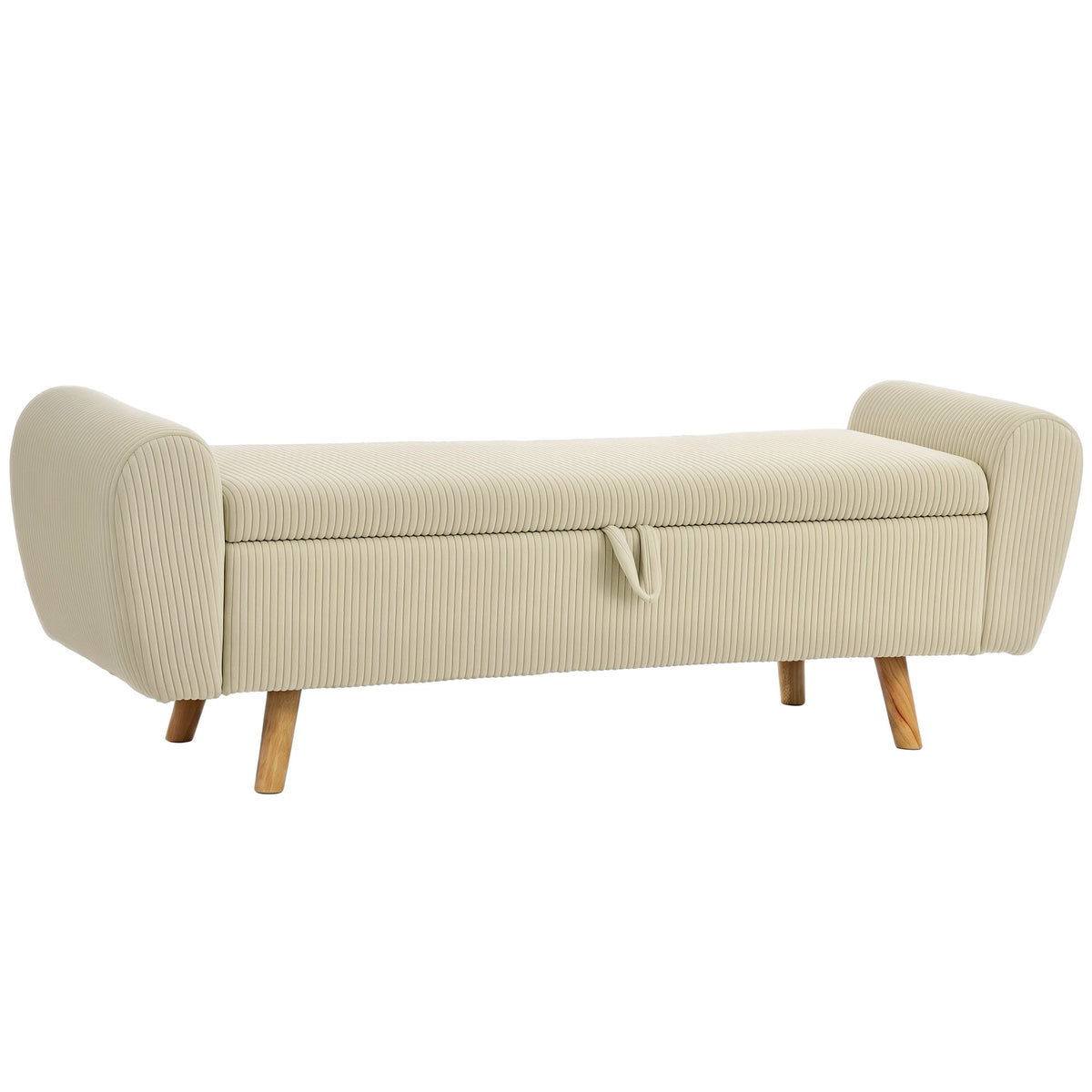 Storage Bench With Hidden Compartment, Beige Corduroy, 150 cm