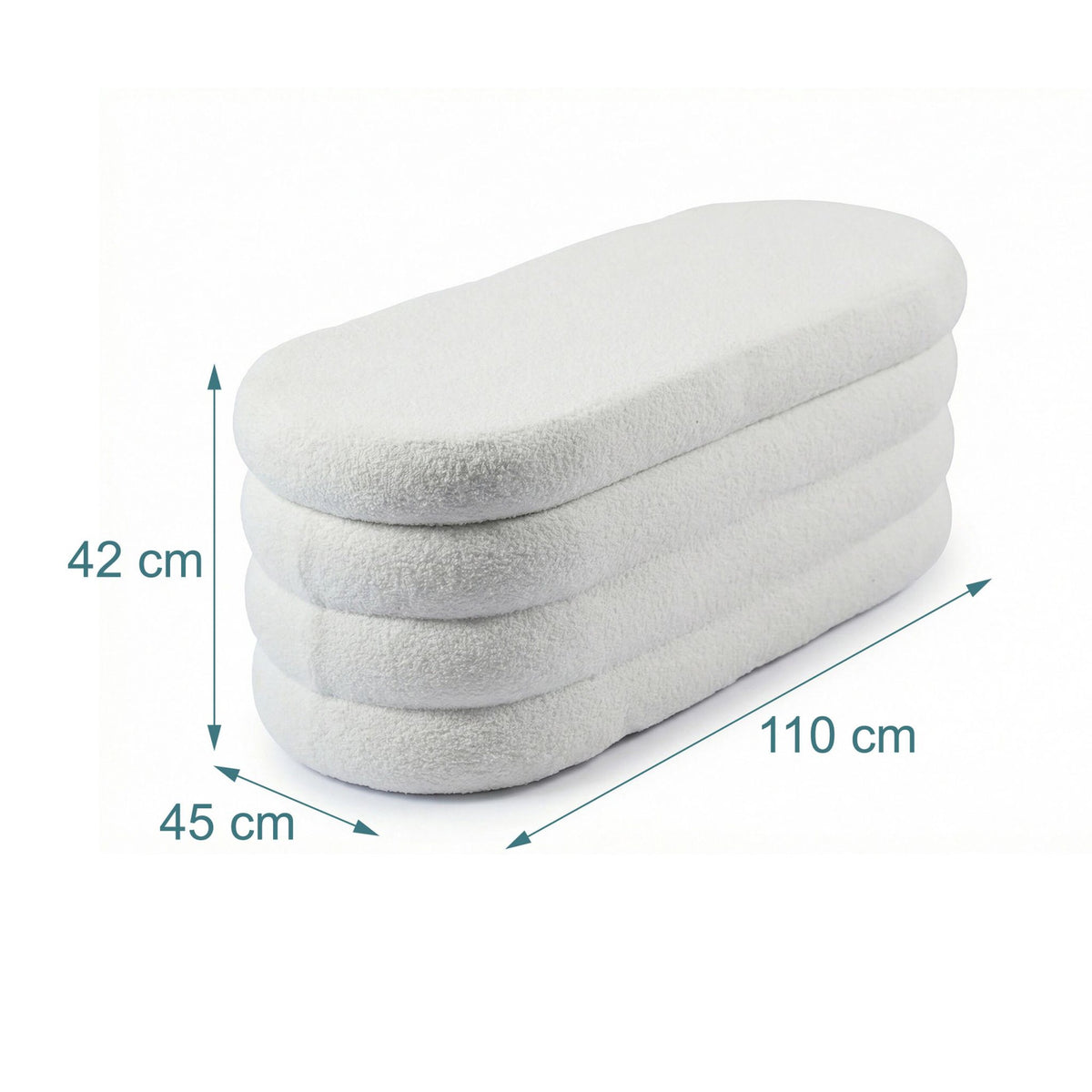 Storage Bench in Teddy Fabric – Upholstered, Padded Seat