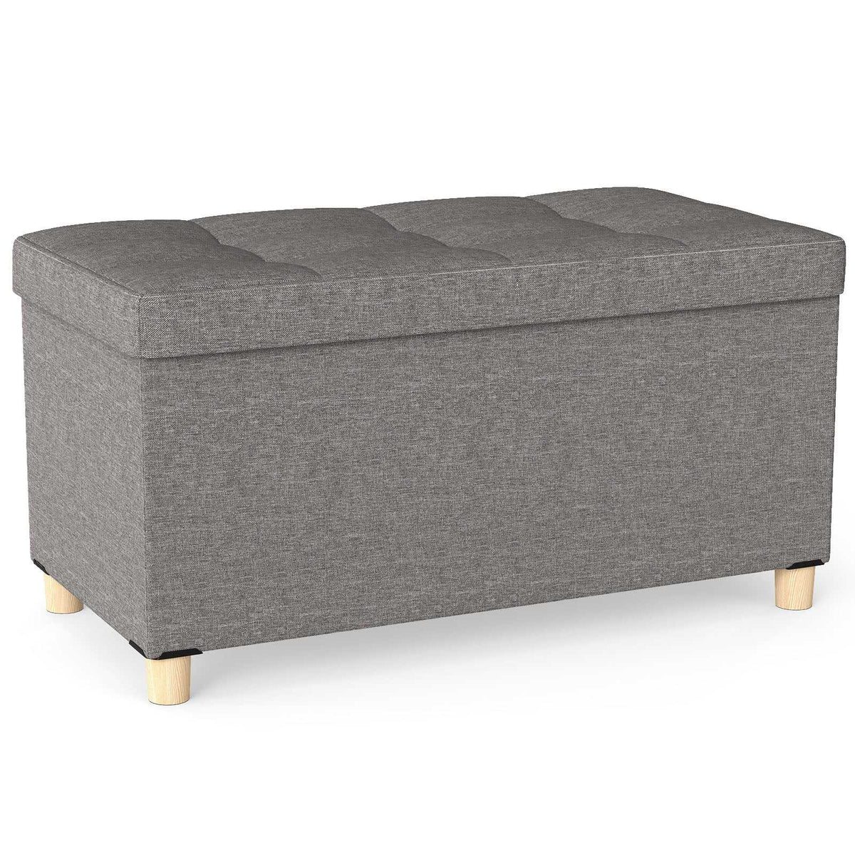 Storage Bench with Tray, Linen, 76 cm, 78L Capacity, Grey