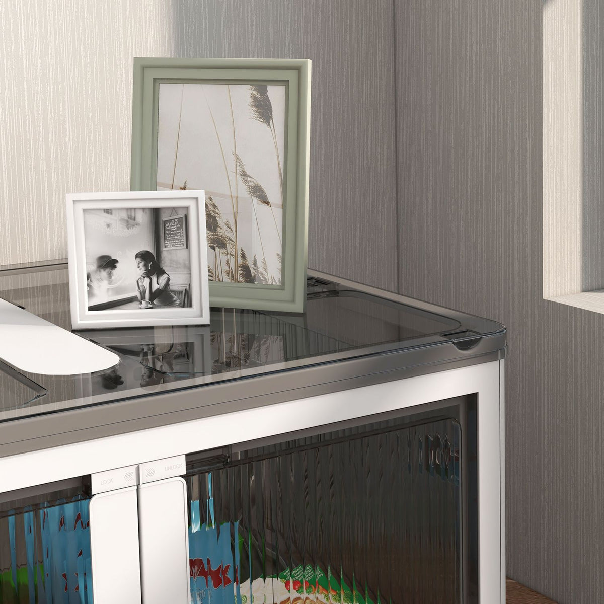 Storage Box Chest 69L Stackable Storage Box With Wheels, Foldable Storage Box, 5-Sided Access, White