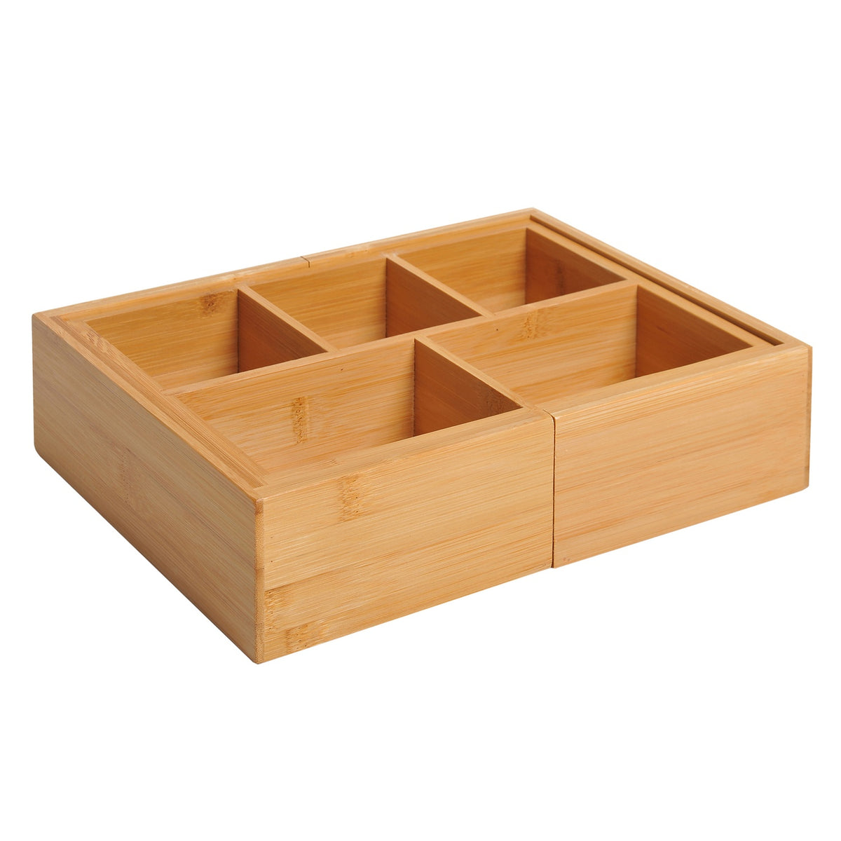 Storage Box, Drawer Organizer, Extendable Organizer, Bamboo, Natural, 24.6 X 17.6 X 7 Cm