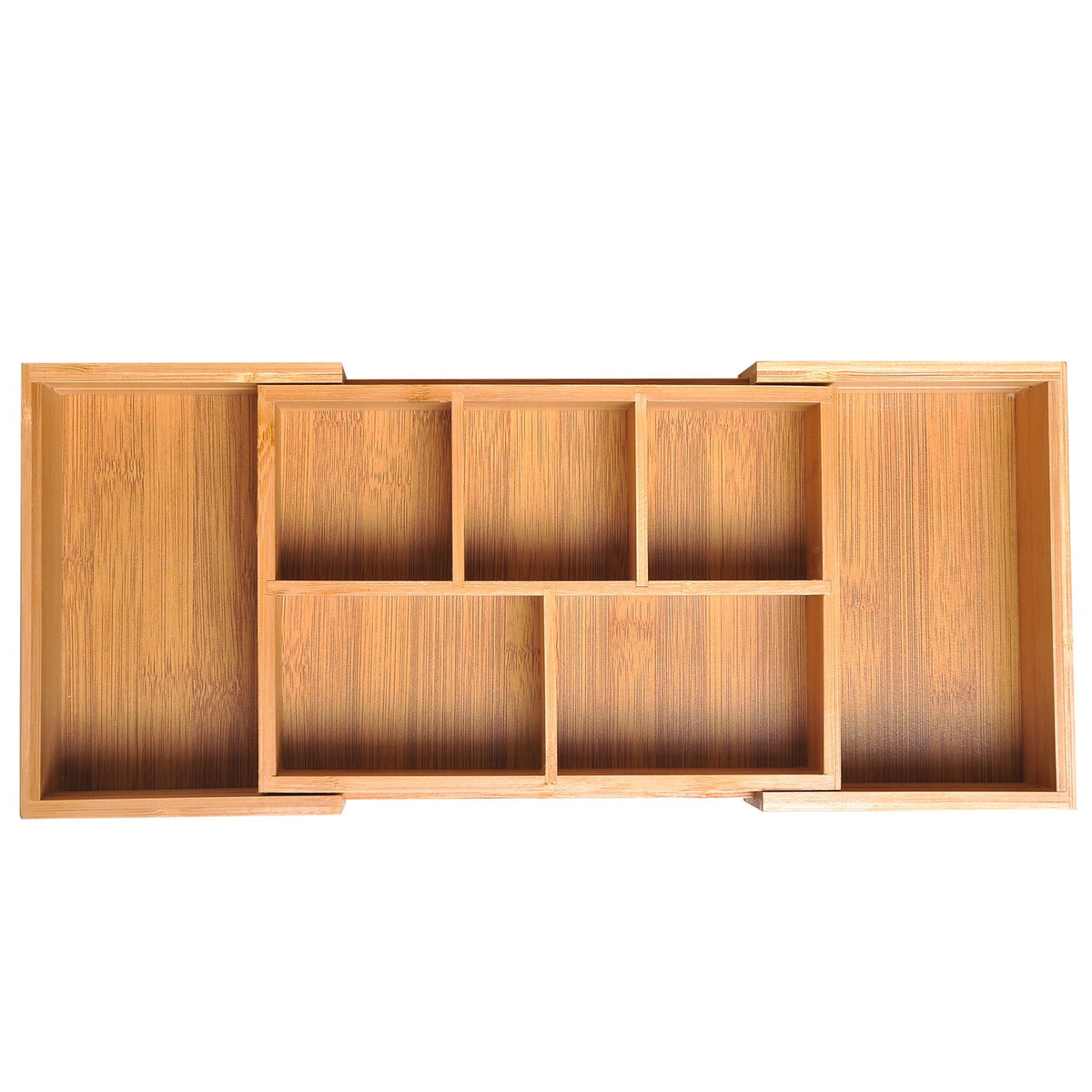Storage Box, Drawer Organizer, Extendable Organizer, Bamboo, Natural, 24.6 X 17.6 X 7 Cm