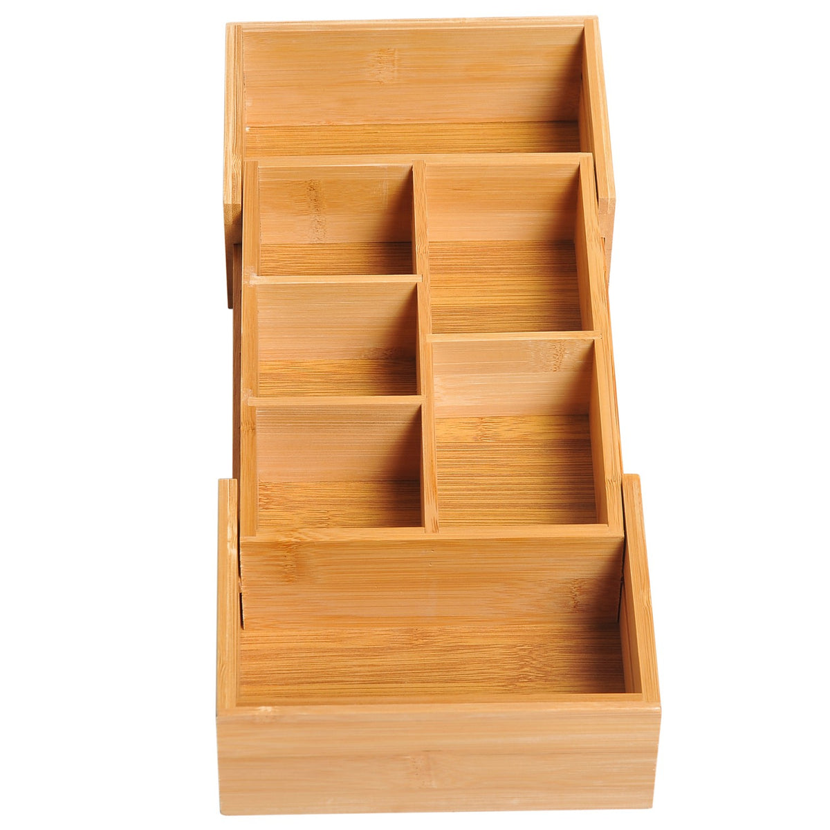 Storage Box, Drawer Organizer, Extendable Organizer, Bamboo, Natural, 24.6 X 17.6 X 7 Cm